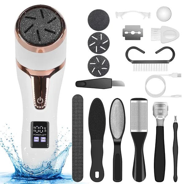 Electric Foot Callus Remover - Professional Rechargeable Pedicure Tool (17Pcs Set)