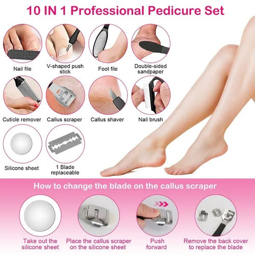 Electric Foot Callus Remover - Professional Rechargeable Pedicure Tool (17Pcs Set)
